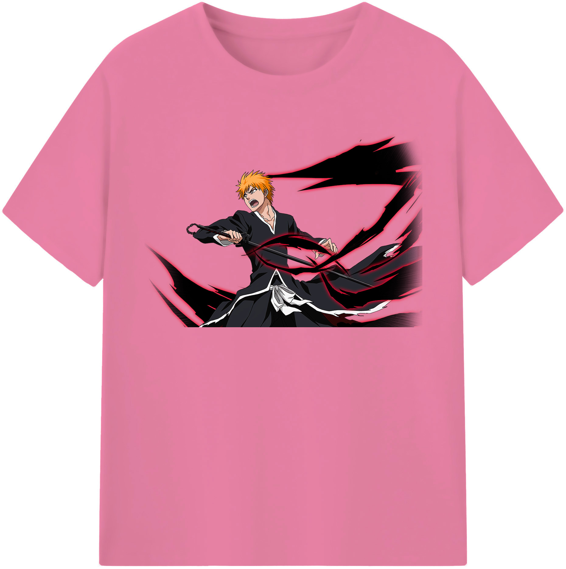 （画像用） ブリーチ 黒崎一護（くろさき いちご）BLEACH Kurosaki Ichigo 綿100％半袖Tシャツ（フロントプリント）